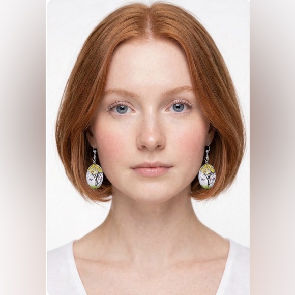 Jewelry - Yellow Floral Tree Drop Earrings - Women's Jewelry